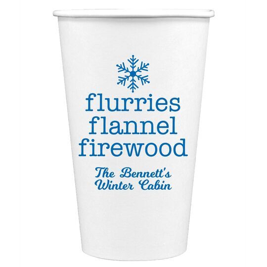 Flurries Flannel Firewood Paper Coffee Cups